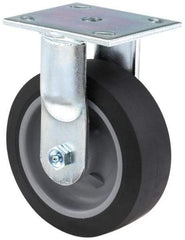 E.R. Wagner - 6" Diam x 2" Wide x 7-1/2" OAH Top Plate Mount Rigid Caster - Polyolefin, 640 Lb Capacity, Roller Bearing, 5 x 5-1/2" Plate - Americas Industrial Supply