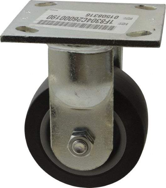 E.R. Wagner - 4" Diam x 2" Wide x 5-5/8" OAH Top Plate Mount Rigid Caster - TPR, 300 Lb Capacity, Roller Bearing, 4 x 4-1/2" Plate - Americas Industrial Supply