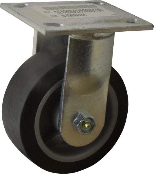 E.R. Wagner - 5" Diam x 2" Wide x 6-1/2" OAH Top Plate Mount Rigid Caster - TPR, 325 Lb Capacity, Roller Bearing, 4 x 4-1/2" Plate - Americas Industrial Supply