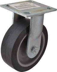 E.R. Wagner - 6" Diam x 2" Wide x 7-1/2" OAH Top Plate Mount Rigid Caster - TPR, 400 Lb Capacity, Roller Bearing, 4 x 4-1/2" Plate - Americas Industrial Supply