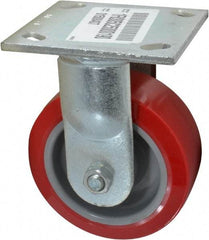 E.R. Wagner - 5" Diam x 2" Wide x 6-1/2" OAH Top Plate Mount Rigid Caster - Polyurethane, 750 Lb Capacity, Roller Bearing, 4 x 4-1/2" Plate - Americas Industrial Supply