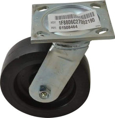 E.R. Wagner - 6" Diam x 2" Wide x 7-1/2" OAH Top Plate Mount Swivel Caster with Brake - Polyolefin, 640 Lb Capacity, Roller Bearing, 4 x 4-1/2" Plate - Americas Industrial Supply