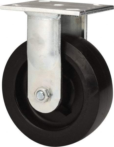 E.R. Wagner - 6" Diam x 2" Wide x 7-1/2" OAH Top Plate Mount Rigid Caster - Polyolefin, 640 Lb Capacity, Roller Bearing, 4 x 4-1/2" Plate - Americas Industrial Supply