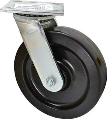 E.R. Wagner - 8" Diam x 2" Wide x 9-1/2" OAH Top Plate Mount Swivel Caster - Phenolic, 1,200 Lb Capacity, Roller Bearing, 4 x 4-1/2" Plate - Americas Industrial Supply