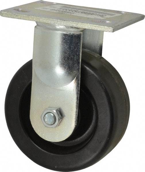 E.R. Wagner - 5" Diam x 2" Wide x 6-1/2" OAH Top Plate Mount Rigid Caster - Phenolic, 1,000 Lb Capacity, Roller Bearing, 4 x 4-1/2" Plate - Americas Industrial Supply