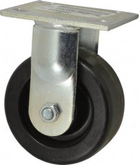 E.R. Wagner - 5" Diam x 2" Wide x 6-1/2" OAH Top Plate Mount Rigid Caster - Phenolic, 1,000 Lb Capacity, Roller Bearing, 4 x 4-1/2" Plate - Americas Industrial Supply