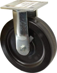 E.R. Wagner - 8" Diam x 2" Wide x 9-1/2" OAH Top Plate Mount Rigid Caster - Phenolic, 1,200 Lb Capacity, Roller Bearing, 4 x 4-1/2" Plate - Americas Industrial Supply