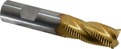 SGS - 3/4" Diam, Coarse Pitch, 1-5/8" LOC, 4 Flute Solid Carbide 0.06" Corner Radius Roughing End Mill - TiN Finish, 4" OAL, 3/4" Shank Diam, Single End, Centercutting, 30° Helix - Americas Industrial Supply