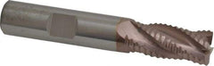 SGS - 1/2" Diam, Coarse Pitch, 1" LOC, 4 Flute Solid Carbide 0.06" Corner Radius Roughing End Mill - TiCN Finish, 3" OAL, 1/2" Shank Diam, Single End, Centercutting, 30° Helix - Americas Industrial Supply