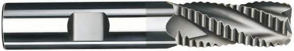 SGS - 5/8" Diam, Coarse Pitch, 1-1/4" LOC, 4 Flute Solid Carbide 0.06" Corner Radius Roughing End Mill - AlTiN Finish, 3-1/2" OAL, 5/8" Shank Diam, Single End, Centercutting, 30° Helix - Americas Industrial Supply