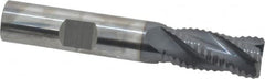 SGS - 1/2" Diam, Coarse Pitch, 1" LOC, 4 Flute Solid Carbide 0.06" Corner Radius Roughing End Mill - AlTiN Finish, 3" OAL, 1/2" Shank Diam, Single End, Centercutting, 30° Helix - Americas Industrial Supply