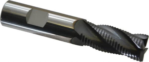 SGS - 3/4" Diam, Coarse Pitch, 1-5/8" LOC, 4 Flute Solid Carbide 0.06" Corner Radius Roughing End Mill - AlTiN Finish, 4" OAL, 3/4" Shank Diam, Single End, Centercutting, 30° Helix - Americas Industrial Supply