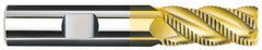 SGS - 5/8" Diam, Coarse Pitch, 1-1/4" LOC, 4 Flute Solid Carbide 0.06" Corner Radius Roughing End Mill - TiN Finish, 3-1/2" OAL, 5/8" Shank Diam, Single End, Centercutting, 40° Helix - Americas Industrial Supply