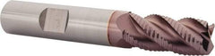 SGS - 1/2" Diam, Coarse Pitch, 1" LOC, 4 Flute Solid Carbide 0.06" Corner Radius Roughing End Mill - TiCN Finish, 3" OAL, 1/2" Shank Diam, Single End, Centercutting, 40° Helix - Americas Industrial Supply