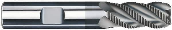 SGS - 5/8" Diam, Coarse Pitch, 1-1/4" LOC, 4 Flute Solid Carbide 0.06" Corner Radius Roughing End Mill - AlTiN Finish, 3-1/2" OAL, 5/8" Shank Diam, Single End, Centercutting, 40° Helix - Americas Industrial Supply