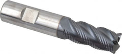 SGS - 3/4" Diam, Coarse Pitch, 1-5/8" LOC, 4 Flute Solid Carbide 0.06" Corner Radius Roughing End Mill - AlTiN Finish, 4" OAL, 3/4" Shank Diam, Single End, Centercutting, 40° Helix - Americas Industrial Supply