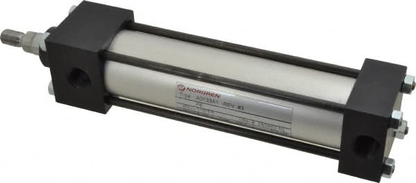 Norgren - 5" Stroke x 1-1/2" Bore Single Acting Air Cylinder - 3/8 Port, 7/16-20 Rod Thread, 250 Max psi, -20 to 200°F - Americas Industrial Supply