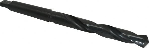 Interstate - 57/64", 3MT 118° Point High Speed Steel Taper Shank Drill Bit - Oxide Finish, 6-1/8" Flute Length, 10-3/4" OAL, Spiral Flute - Americas Industrial Supply