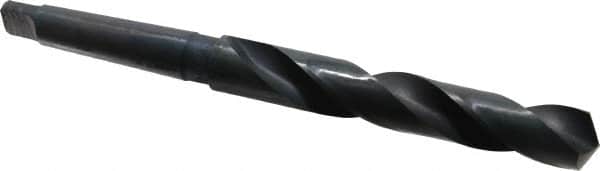 Interstate - 1-1/16", 3MT 118° Point High Speed Steel Taper Shank Drill Bit - Oxide Finish, 6-5/8" Flute Length, 11-3/8" OAL, Spiral Flute - Americas Industrial Supply