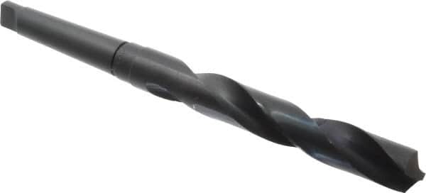Interstate - 1-3/32", 3MT 118° Point High Speed Steel Taper Shank Drill Bit - Oxide Finish, 6-5/8" Flute Length, 11-3/8" OAL, Spiral Flute - Americas Industrial Supply