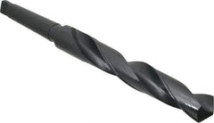 Interstate - 1-7/32", 3MT 118° Point High Speed Steel Taper Shank Drill Bit - Oxide Finish, 7-1/8" Flute Length, 11-7/8" OAL, Spiral Flute - Americas Industrial Supply