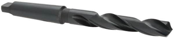 Interstate - 1-3/64", 4MT 118° Point High Speed Steel Taper Shank Drill Bit - Oxide Finish, 6" Flute Length, 11" OAL, Spiral Flute - Americas Industrial Supply