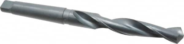 Interstate - 1-3/16", 4MT 118° Point High Speed Steel Taper Shank Drill Bit - Oxide Finish, 7-3/8" Flute Length, 13" OAL, Spiral Flute - Americas Industrial Supply