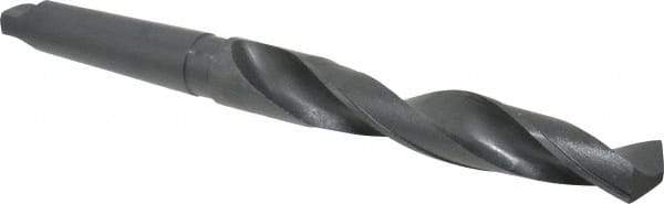 Interstate - 1-11/32", 4MT 118° Point High Speed Steel Taper Shank Drill Bit - Oxide Finish, 7-1/2" Flute Length, 13-3/8" OAL, Spiral Flute - Americas Industrial Supply