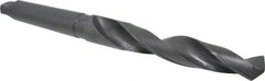 Interstate - 1-11/32", 4MT 118° Point High Speed Steel Taper Shank Drill Bit - Oxide Finish, 7-1/2" Flute Length, 13-3/8" OAL, Spiral Flute - Americas Industrial Supply