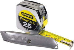 Stanley - 25' x 1" Tape Measure - 1/16" Graduation - Americas Industrial Supply
