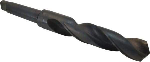 Interstate - 2-13/32", 5MT 118° Point High Speed Steel Taper Shank Drill Bit - Oxide Finish, 11-1/8" Flute Length, 18-1/2" OAL, Spiral Flute - Americas Industrial Supply