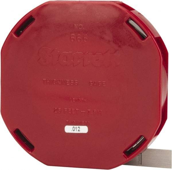 Starrett - 0.012 Inch Thick x 7.62 m Long x 1/2 Inch Wide, Feeler Stock Roll - Tempered Steel - Americas Industrial Supply