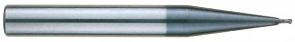 RobbJack - 2mm Diam, 2mm LOC, 2 Flute Solid Carbide Ball End Mill - AlTiN Finish, Single End, 63mm OAL, 6mm Shank Diam, Spiral Flute - Americas Industrial Supply