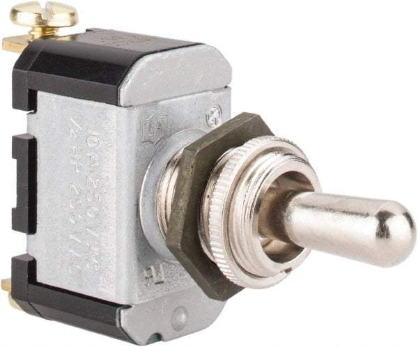 Eaton Cutler-Hammer - SPST Heavy Duty On-Off-On Toggle Switch - Screw Terminal, Bat Handle Actuator, 1/2 hp at 50 VAC hp, 125/250 VAC & 28 VDC - Americas Industrial Supply