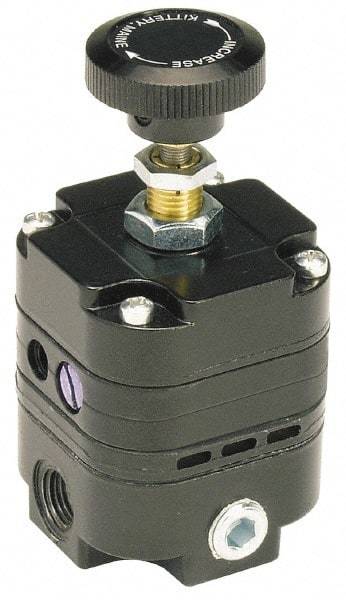 Parker - 1/4 NPT Port, 14 CFM, Zinc Diaphragm Operated Regulator - 2 to 40 psi Range, 150 Max psi Supply Pressure, 1/4" Gauge Port Thread, 3" Wide x 6.06" High - Americas Industrial Supply