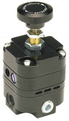 Parker - 1/4 NPT Port, 14 CFM, Zinc Diaphragm Operated Regulator - 2 to 40 psi Range, 150 Max psi Supply Pressure, 1/4" Gauge Port Thread, 3" Wide x 6.06" High - Americas Industrial Supply