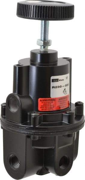 Parker - 1/4 NPT Port, 80 CFM, Aluminum Diaphragm Operated Regulator - 0 to 2 psi Range, 250 Max psi Supply Pressure, 1/4" Gauge Port Thread, 2.06" Wide x 4.35" High - Americas Industrial Supply