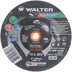 WALTER Surface Technologies - 6" Diam, 36 Grit Surface Grinding Wheel - Aluminum Oxide/Silicon Carbide Blend, Resinoid Bond - Americas Industrial Supply