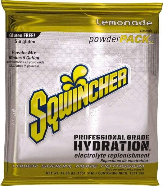 Sqwincher - 47.66 oz Pack Lemonade Activity Drink - Powdered, Yields 5 Gal - Americas Industrial Supply