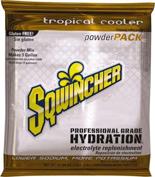 Sqwincher - 47.66 oz Pack Tropical Cooler Activity Drink - Powdered, Yields 5 Gal - Americas Industrial Supply