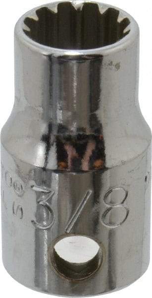 Proto - 3/8" Drive, 3/8" Socket, Spline Socket - 12 Points, 1" OAL - Americas Industrial Supply