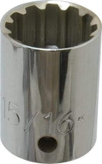 Proto - 1/2" Drive, 15/16" Socket, Spline Socket - 12 Points, 1-9/16" OAL - Americas Industrial Supply