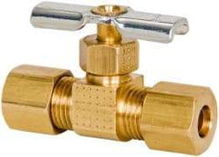 Eaton - 150 Max psi, 1/4" Pipe, Brass, Inline Instrumentation Needle Valve - Compression x Compression End Connections - Americas Industrial Supply