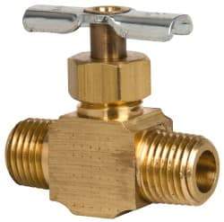 Eaton - 150 Max psi, 1/4" Pipe, Brass, Inline Instrumentation Needle Valve - MNPT x MNPT End Connections - Americas Industrial Supply