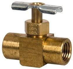 Eaton - 150 Max psi, 1/4" Pipe, Brass, Inline Instrumentation Needle Valve - FNPT x FNPT End Connections - Americas Industrial Supply