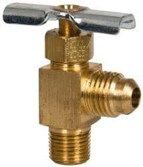 Eaton - 150 Max psi, 1/4 x 1/8" Pipe, Brass, Flare Angled Instrumentation Needle Valve - Flare x MNPT End Connections - Americas Industrial Supply