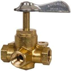 Eaton - Steel 3 Way Shutoff Drain Cock & Shutoff Valve - 1/4 Thread, 30 Max psi - Americas Industrial Supply