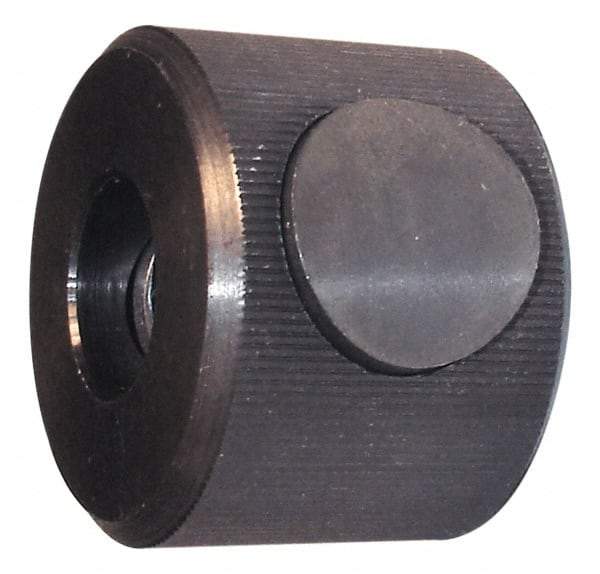 Morton Machine Works - 5/8-11" UNC Thread, Black Oxide Finish, Steel Round Knurled Push Button Thumb Nut - 1-1/8" Overall Height, 1-1/2" Head Diam - Americas Industrial Supply