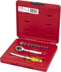 Proto - 12 Piece 1/4" Drive Chrome Finish Socket Set - 12 Points, 3/16" to 9/16" Range, Inch Measurement Standard - Americas Industrial Supply