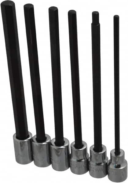 Proto - 6 Piece 3/8" Drive Metric Hex Bit Socket Set - 4 to 10mm Hex - Americas Industrial Supply